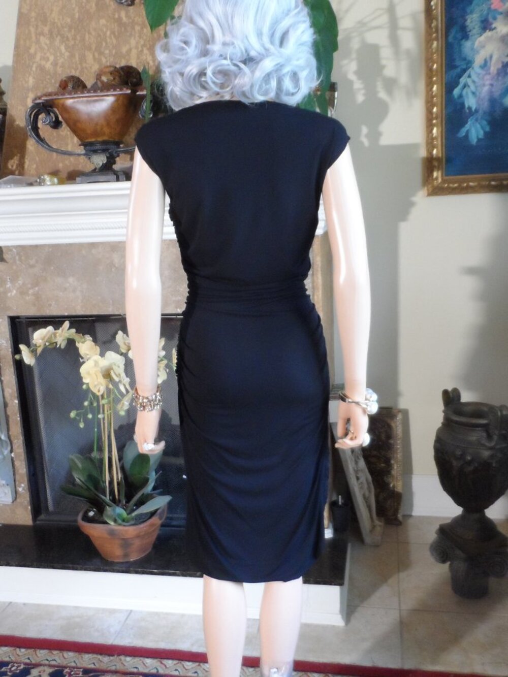 Lanvin Été 2004 Black Silk Rosette Sheath Dress Size FR 40 US 8 - Picture 13 of 16
